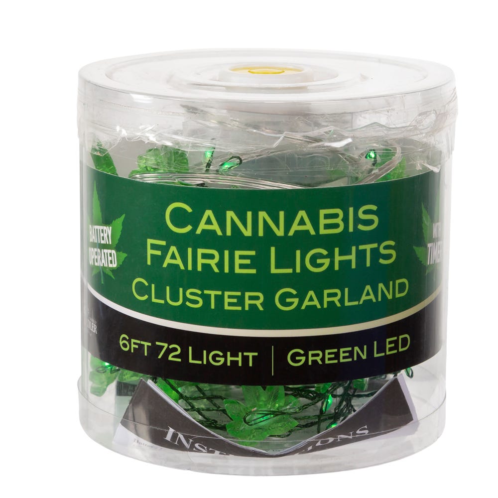 Kurt Adler 6-Foot 72-Light Battery-Operated Cannabis Cluster Garland